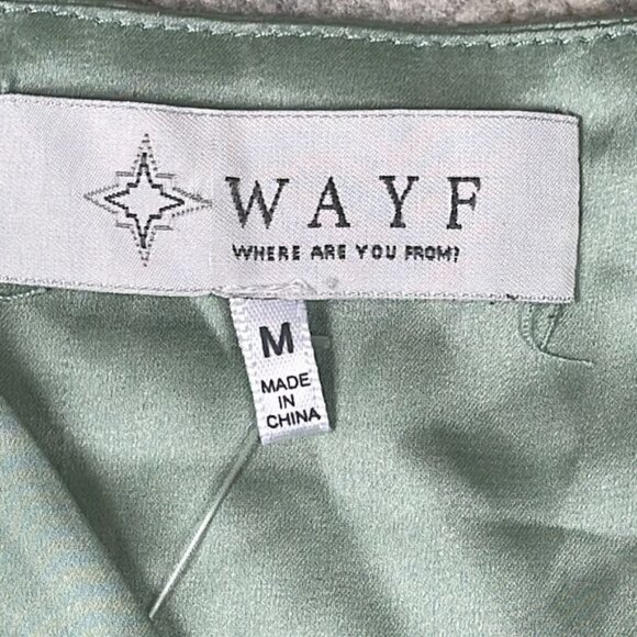 New WAYF Cold Shoulder Tie Strap Satin Cami In Sage Sea Green Sz M - Picture 7 of 11
